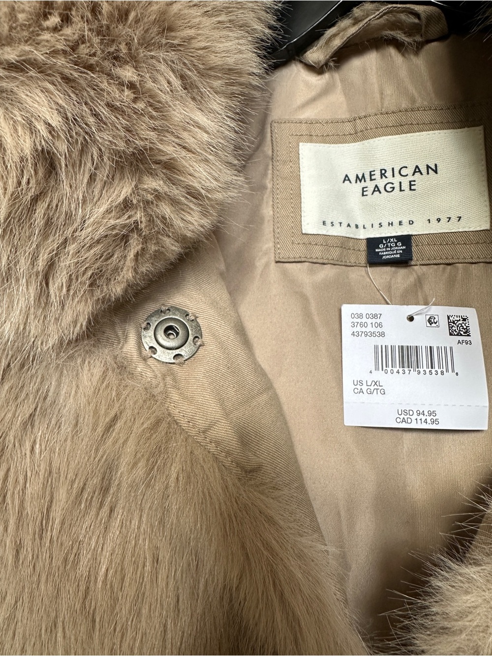 NWT American Eagle Women’s Faux Fur Vest Coat Jacket Medium M Gray Tan Taupe NEW - Picture 5 of 7